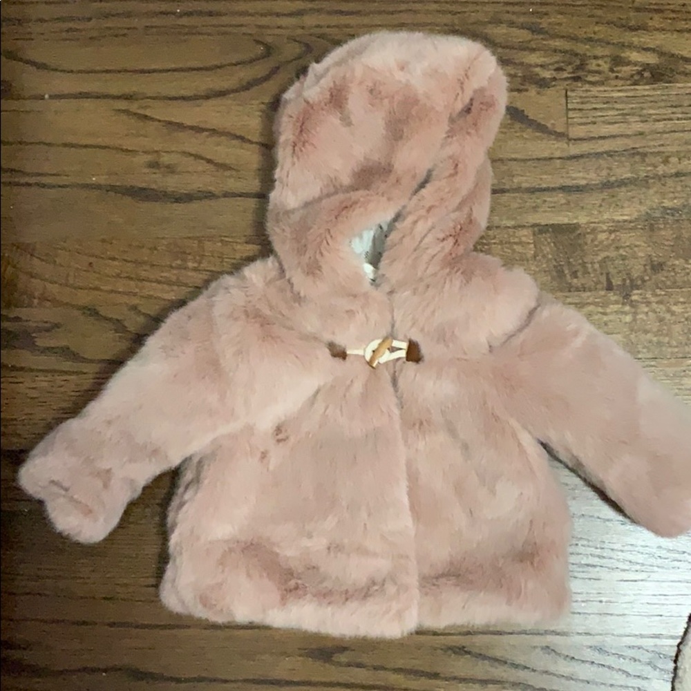 Zara baby girl hooded fur jacket